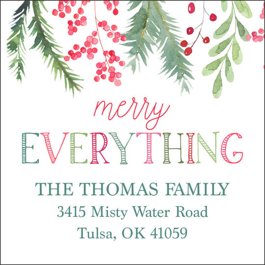 Merry Everything Square Address Labels